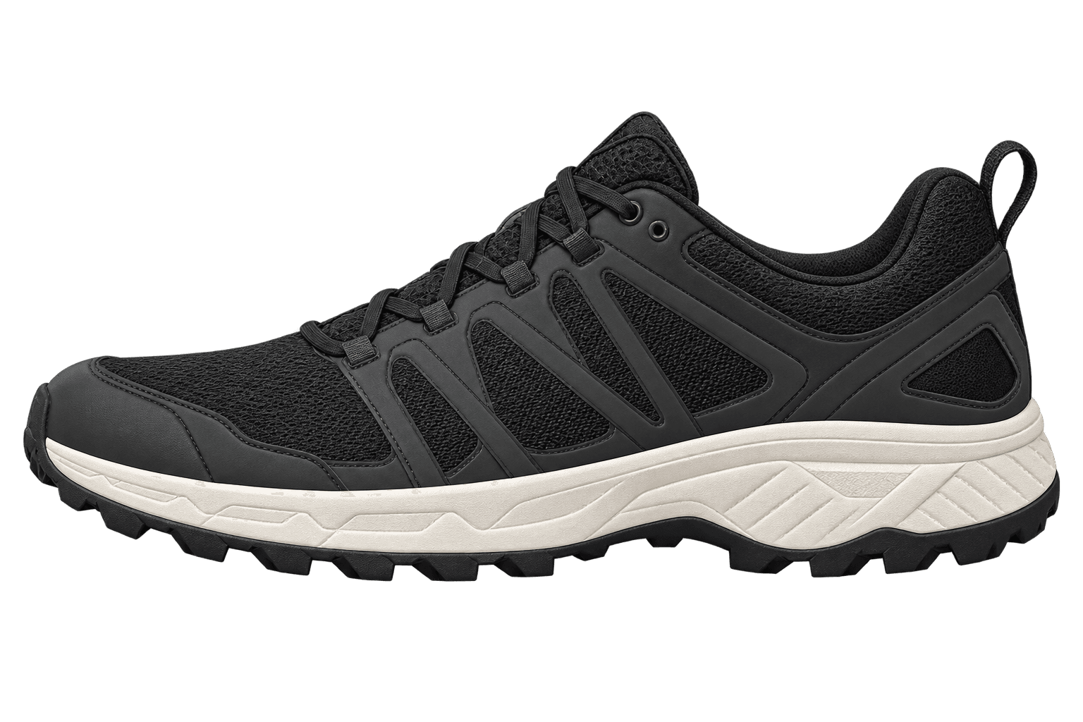 Trail Runner X1, shown half as a photograph and half as an unfilled outline